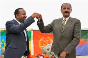 The Eritrean President, Isaias Afwerki (right) withEthiopian Prime Minister several months before Tigray weaponized starvation